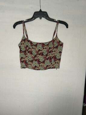 Aritzia Wilfred Sicily Floral Smocked Crop Top Size M